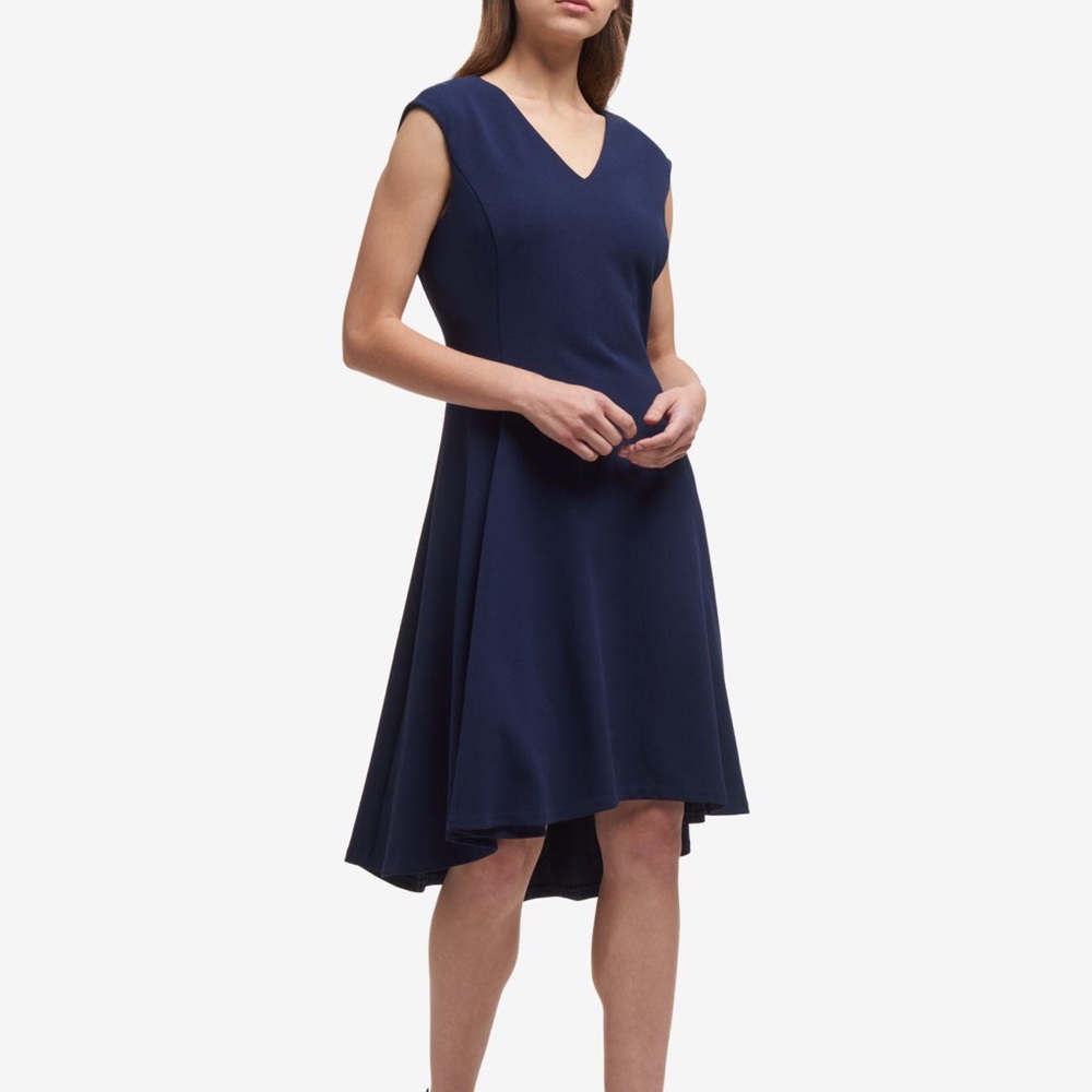 Dkny navy blue high low cocktail dress